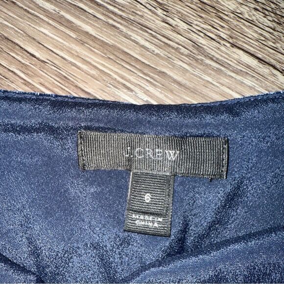 J. Crew Navy Velour Spaghetti Strap Peplum Top - Picture 2 of 6